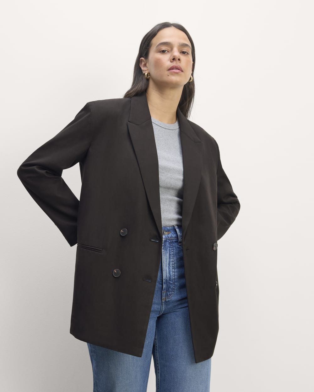 The Double-Breasted Blazer in Buttersmooth | Black