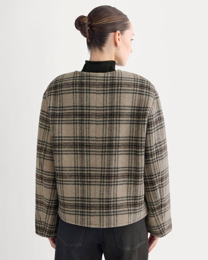 The Cocoon Coat in Wool | Chocolate Plum/Heather Charcoal