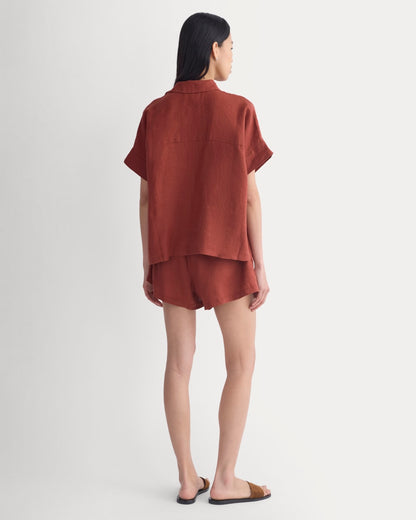 The Boxy Shirt in Linen | Henna Red
