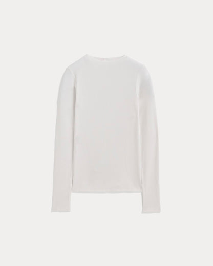 The Luxe Rib Funnel-Neck Tee | White