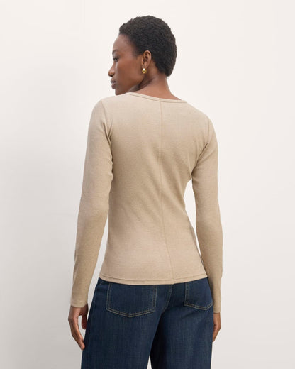 The Luxe Rib Long-Sleeve Crew | Heathered Tan