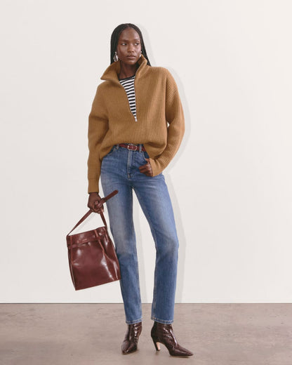 The Half-Zip Sweater in Luxe Merino | Deep Camel