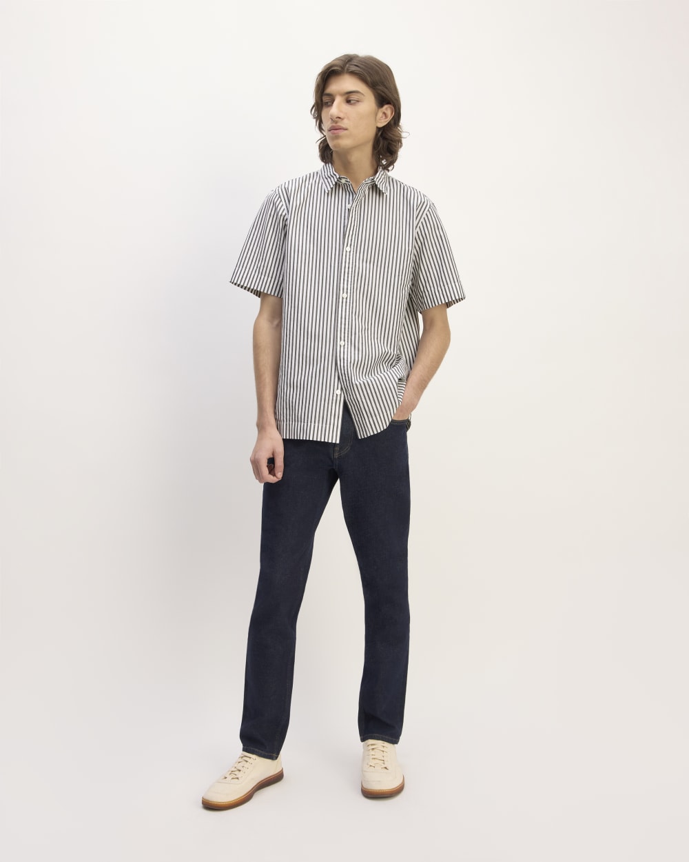 The Supima® Short-Sleeve Poplin Shirt | Optic White / Black