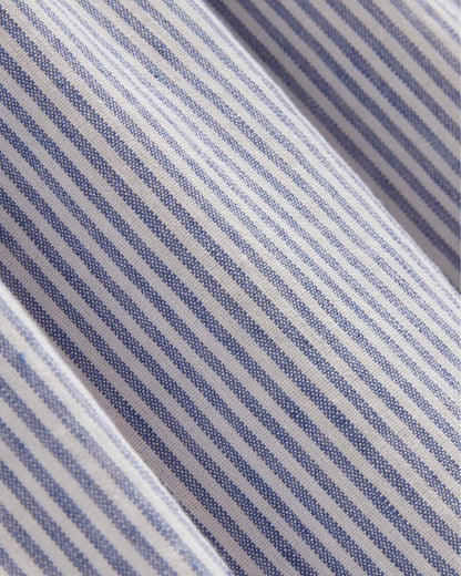 The Flutter-Sleeve Dress in Stretch Linen | White / Dutch Blue