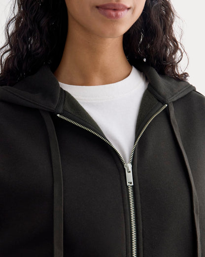 Luxe Fleece Oversized Full-Zip Hoodie | Black