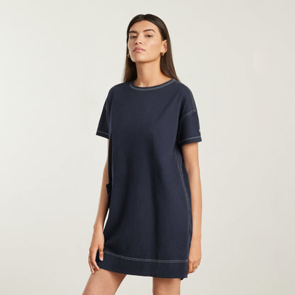 The Oversized Mariner Dress |  Navy / White