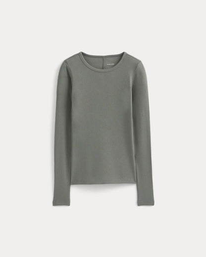 The Luxe Rib Long-Sleeve Crew | Agave Green