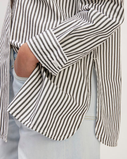 The Supima® Cotton Boyfriend Shirt | Optic White / Black