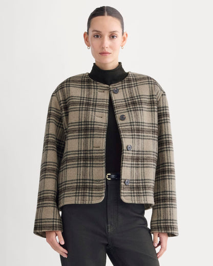 The Cocoon Coat in Wool | Chocolate Plum/Heather Charcoal