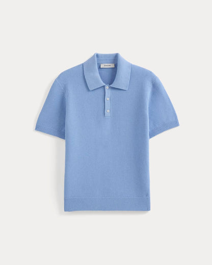 Seed Stitch Polo | Open Air Blue