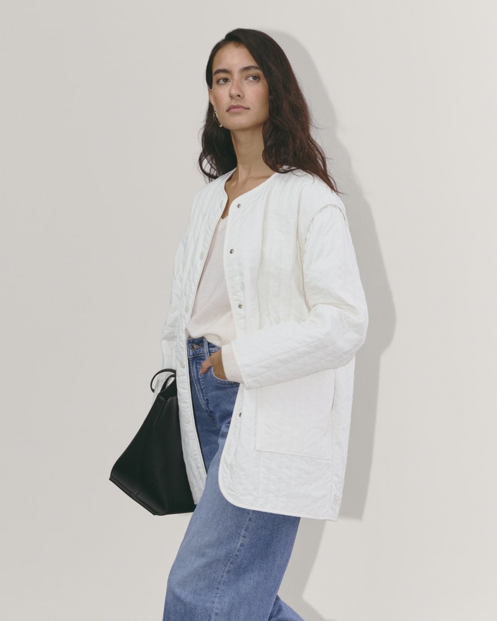 The Midi Quilted Liner | Bone