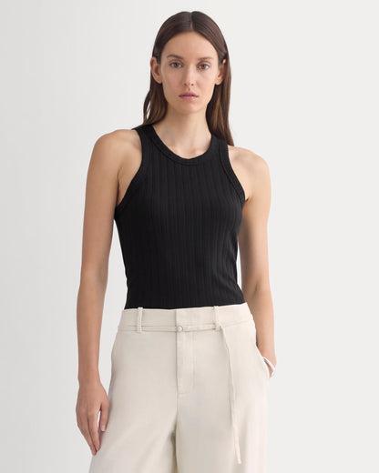Racerback Tank in Pointelle | Black