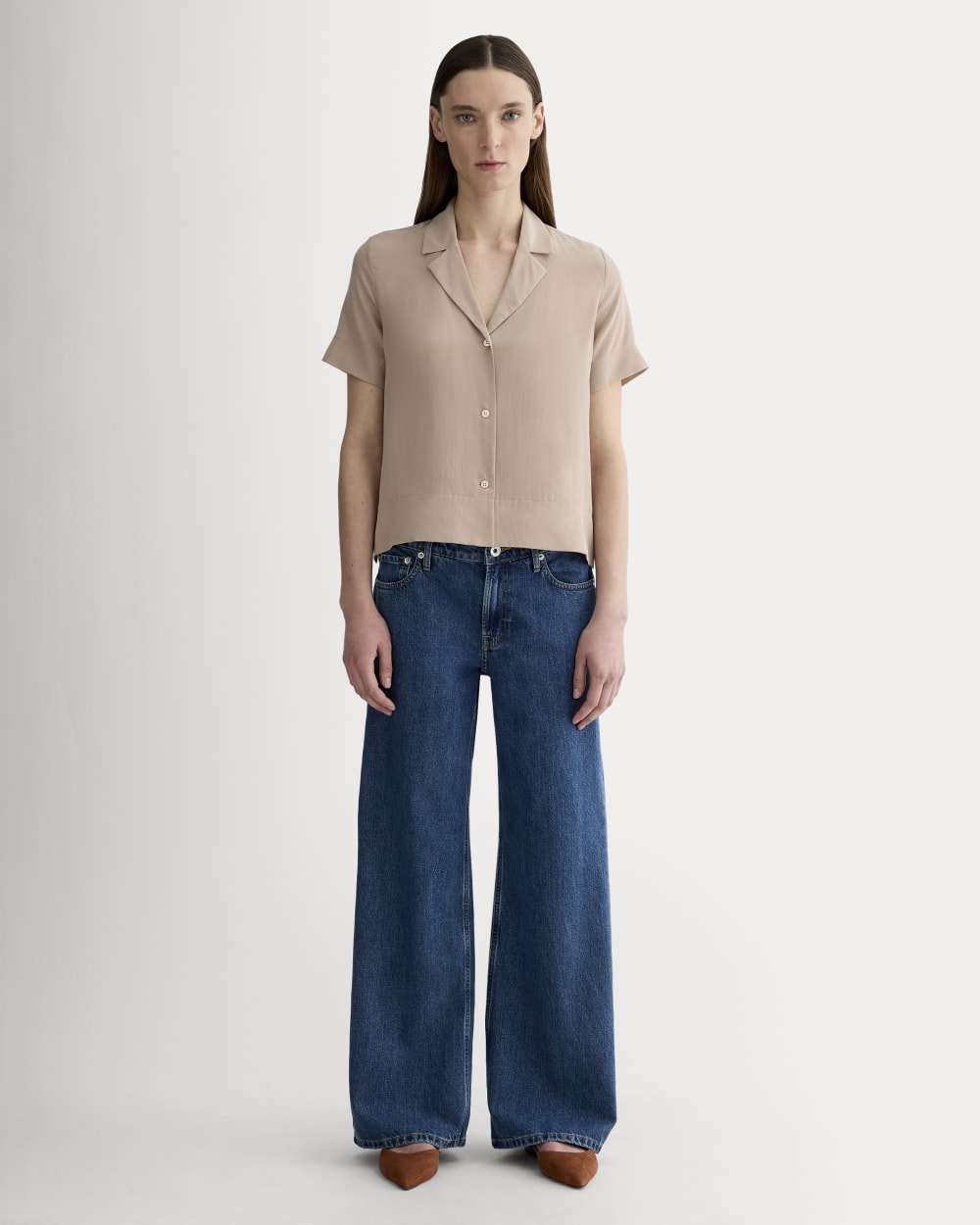 The Notch Shirt in Washable Silk | Burnt Sugar