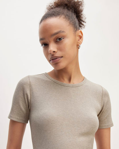 The Luxe Rib Crew | Heathered Tan
