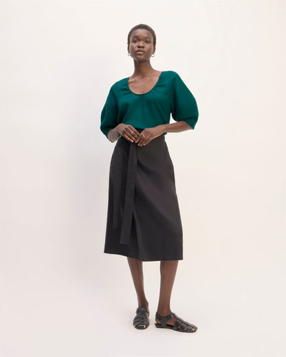 The Scoop Top in Linen | Dark Sea